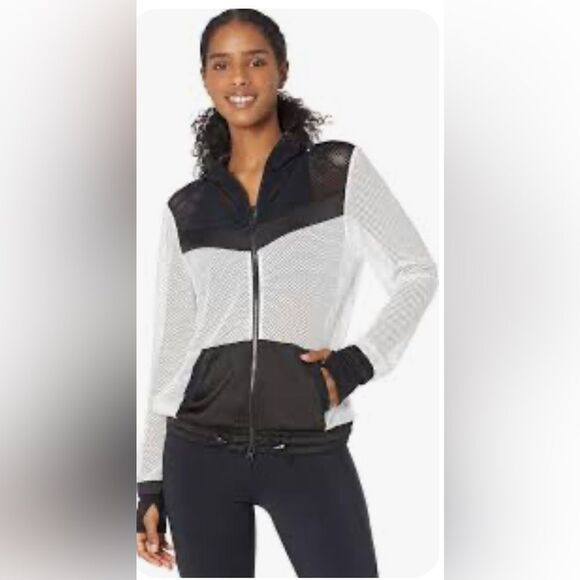 Blank Noir mesh windbreaker jacket with black ‘silky’ cuffs and pockets XS - Picture 1 of 11